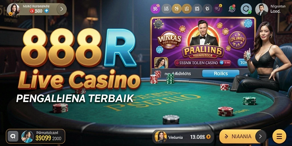 Tampilan gameplay Live Casino yang memukau di 888R.