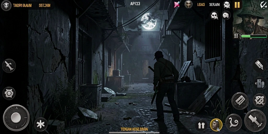 Screenshot gameplay API33 yang menunjukkan suasana Horror yang menegangkan.