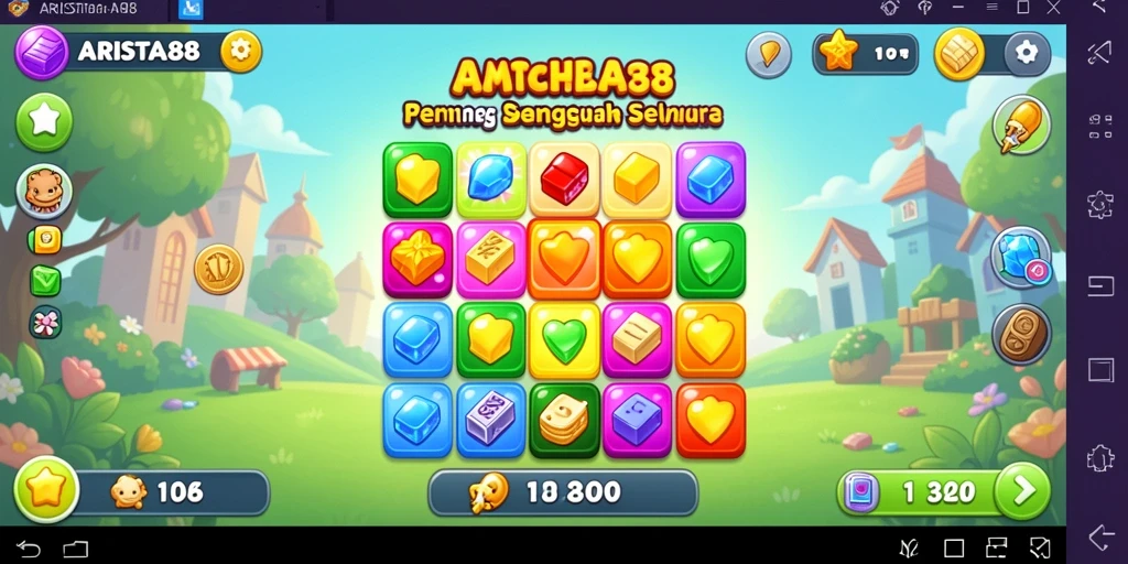 Tangkapan layar gameplay ARISTA88 yang menunjukkan aksi seru dalam mencocokkan permata.