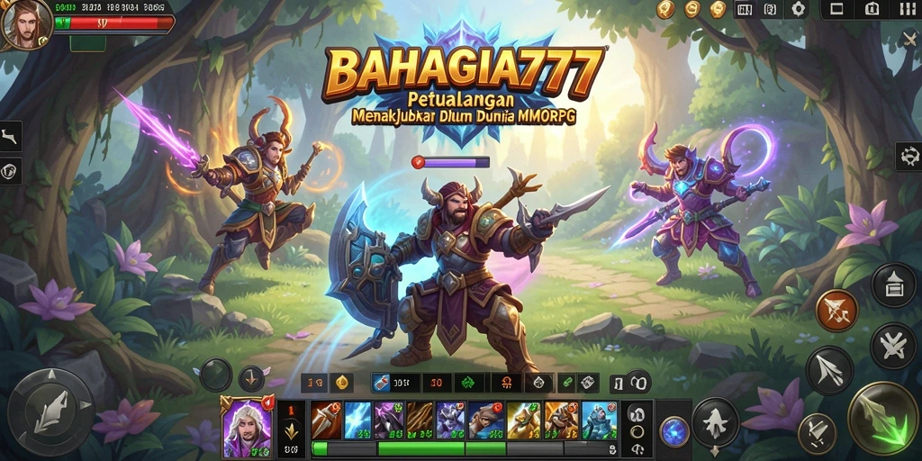 Tampilan epic dari gameplay BAHAGIA777 dalam dunia MMORPG.