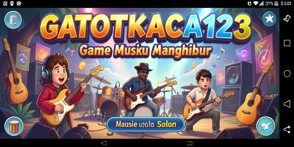 Tampilan gameplay GATOTKACA123 dengan berbagai tantangan musik.