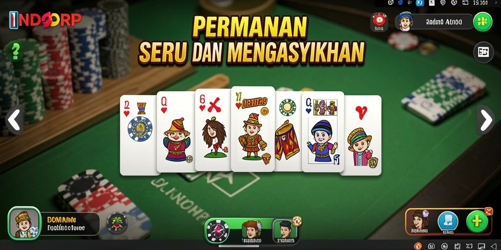 Screenshot gameplay INDORP menunjukkan aksi seru permainan domino.