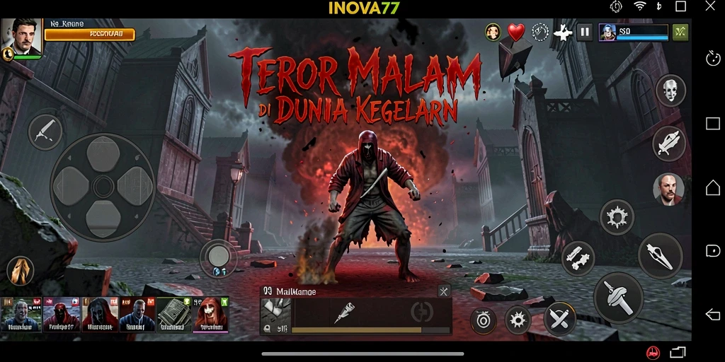 Tangkapan layar seram dari gameplay INOVA77 yang menampilkan suasana mencekam.