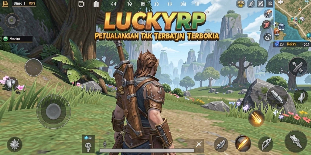 Screenshot gameplay LUCKYRP dengan pemandangan dunia terbuka yang menakjubkan.