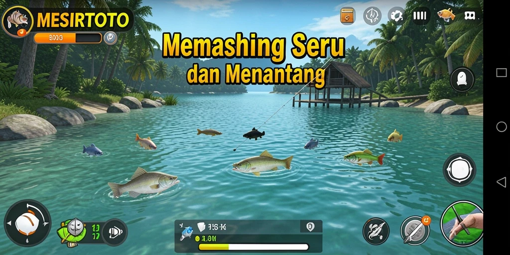 Tampilan menarik dari gameplay MEMIRTOTO saat menangkap ikan.