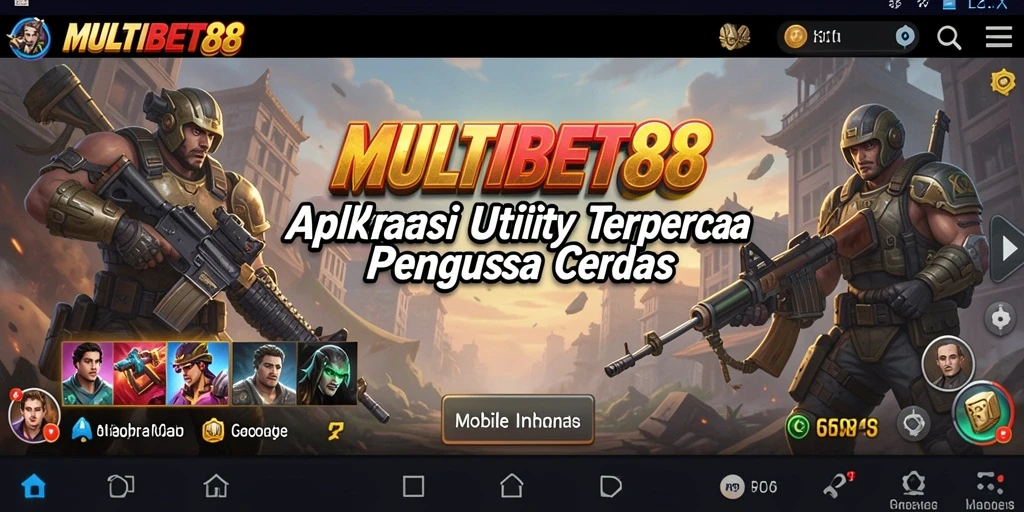 Tampilan utama MULTIBET88 menampilkan berbagai fungsi utilitas dalam desain yang menarik.