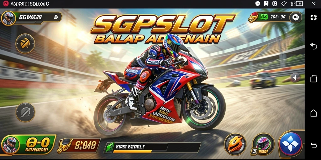 Tampilan gameplay menegangkan di SGPSLOT saat balapan motor.