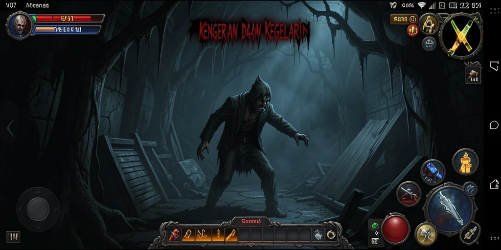 Gameplay V07 yang penuh ketegangan dan suasana horor.
