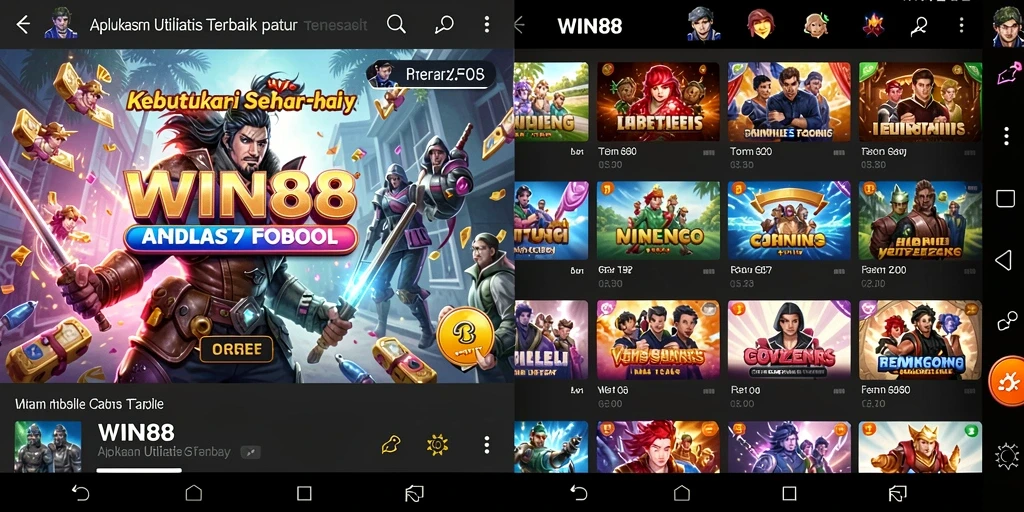 Tampilan antarmuka aplikasi WIN88 yang modern dan intuitif.