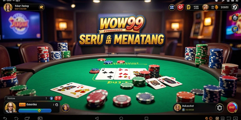 Tangkapan layar gameplay WOW99 menunjukkan pemain sedang bermain poker dengan antarmuka menarik.